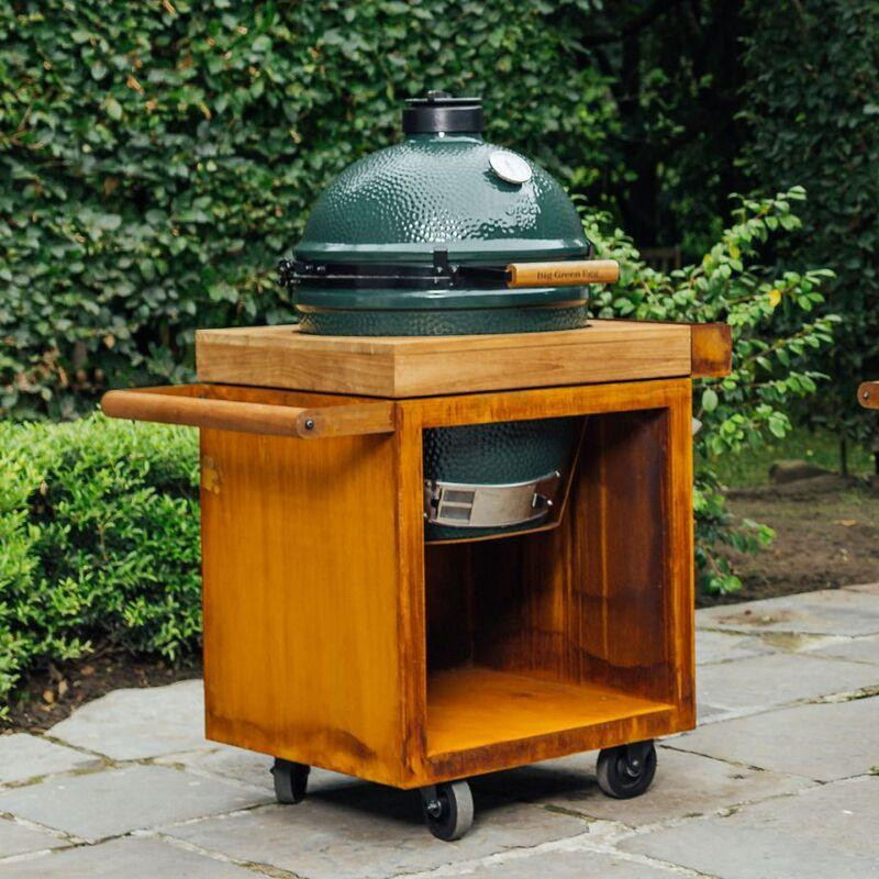 Ofyr Table Kamado Corten 65 Pro Bois de teck BGE