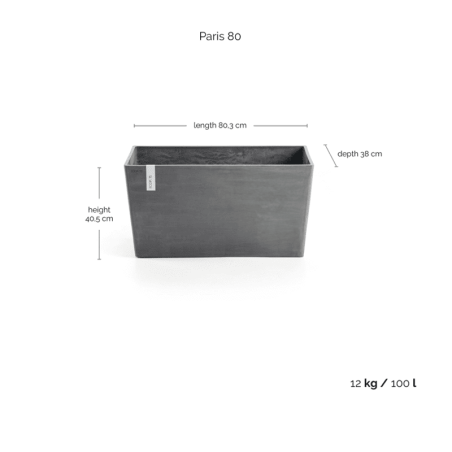 Ecopots Collection Paris 80 GREY