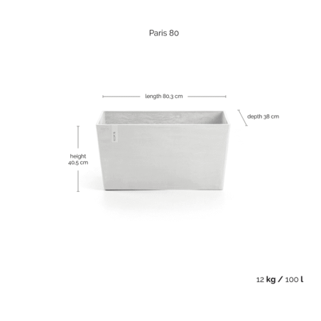 Ecopots Collection Paris 80 PURE WHITE