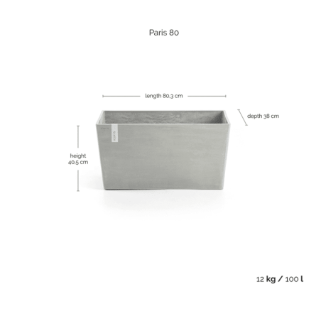 Ecopots Collection Paris 80 WHITE GREY