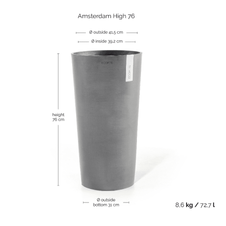 Ecopots Collection Amsterdam High 76 GREY