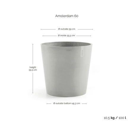 EcoPots Collection Amsterdam 60 WHITE GREY