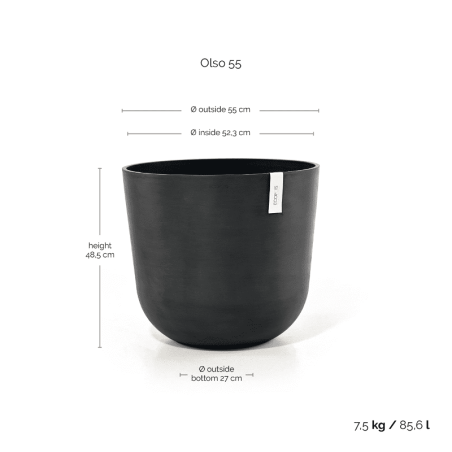 EcoPots Collection Oslo 55 DARK GREY