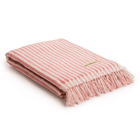 SERVIETTE THE BEACH TOWEL BUSINESS&PLEASURE LAURENS PINK STRIPE