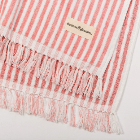 SERVIETTE THE BEACH TOWEL BUSINESS&PLEASURE LAURENS PINK STRIPE