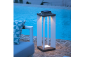 Les Jardins Lanterne Solaire et Rechargeable TECKALU Aluminium Blanc 65cm